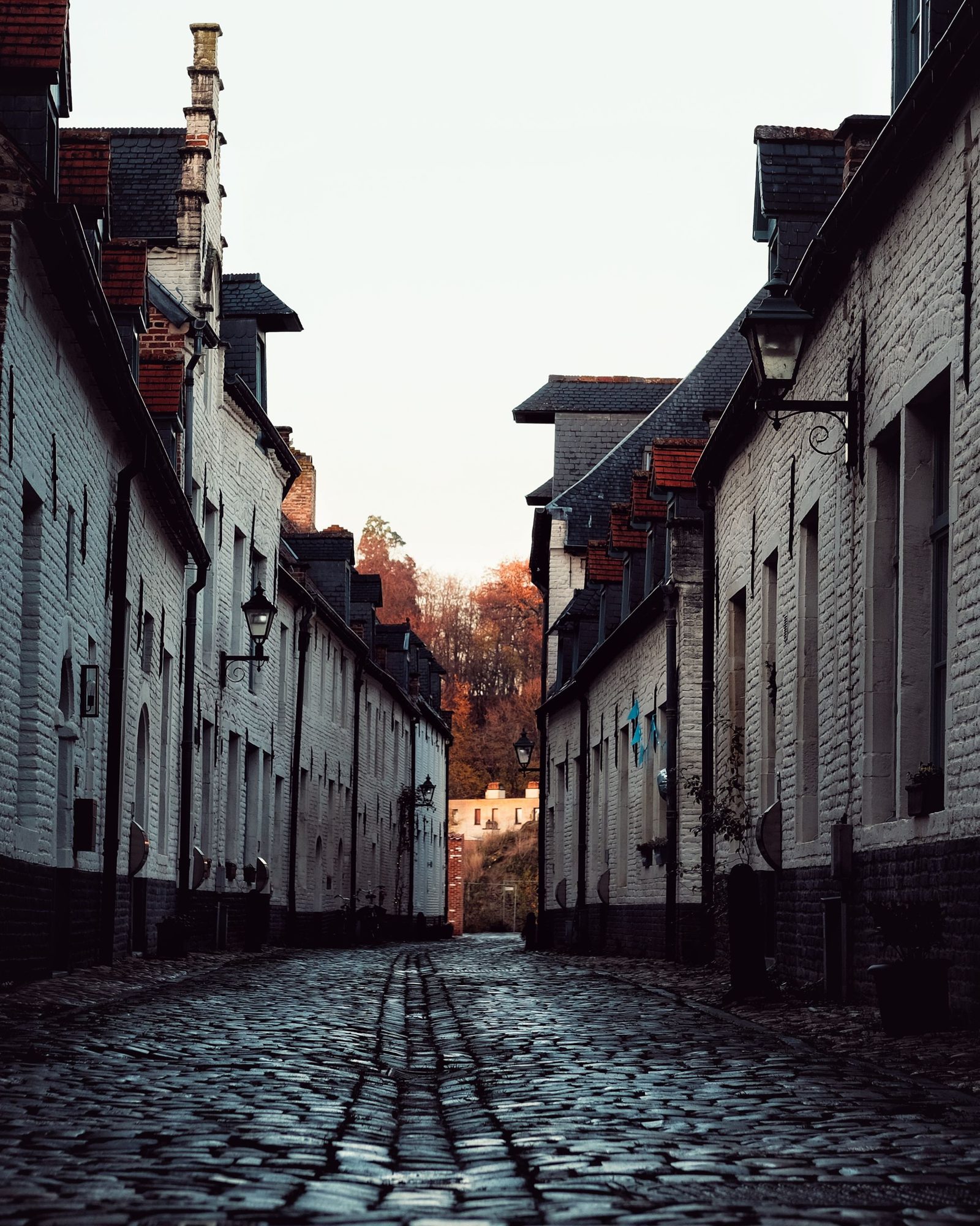 Rue pavée du Grand-centre d’Albi, maisons anciennes en brique et boutiques au rez-de-chaussée
